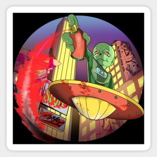 Urban City Alien Graffiti Magnet